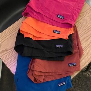 Patagonia Shorts in Pink, Orange, Black, Red, and Brown